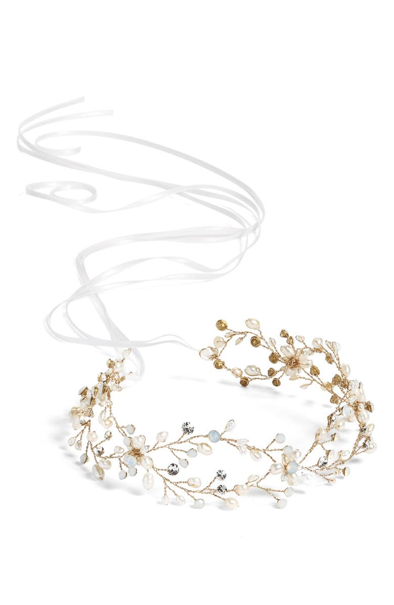 Brides & Hairpins 'Arabella' Jeweled Halo & Sash, Alternate, color, 