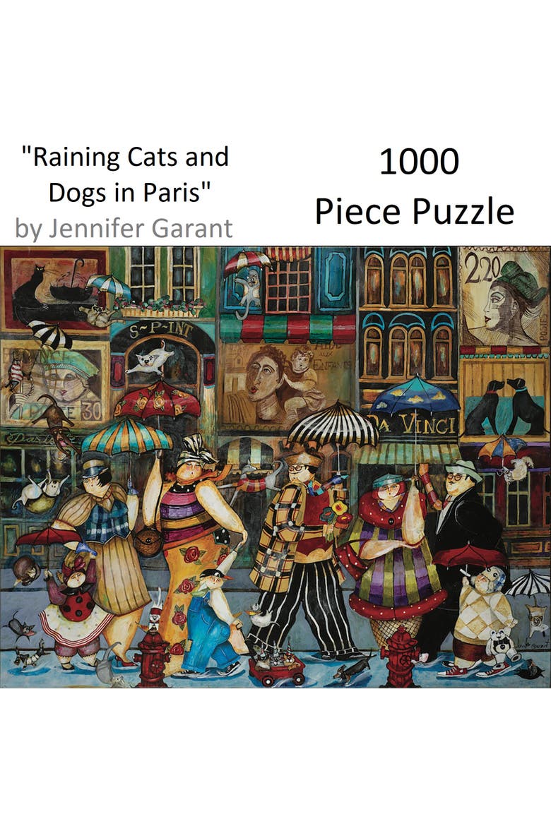 Raining Cats and Dogs in Paris by Jennifer Garant 1000 Piece Puzzle, Alternate, color, Multicolored