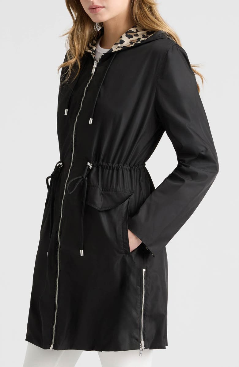 Ellen Tracy Reversible Coat, Alternate, color, Black/ Leoaprd