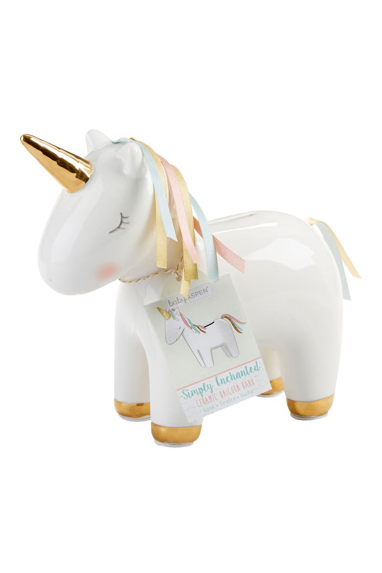 Ceramic Unicorn Bank, Main, color, WHITE