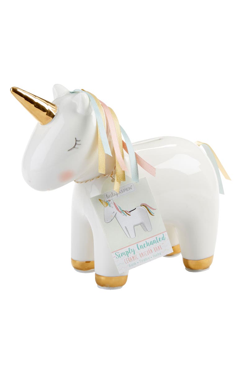 Baby Aspen Ceramic Unicorn Bank, Main, color, 