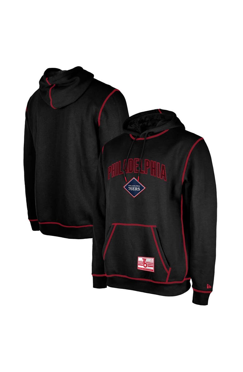 New Era Men's New Era Black Philadelphia 76ers 2023/24 City Edition Satin Stitch Elite Pack Pullover Hoodie, Alternate, color, 
