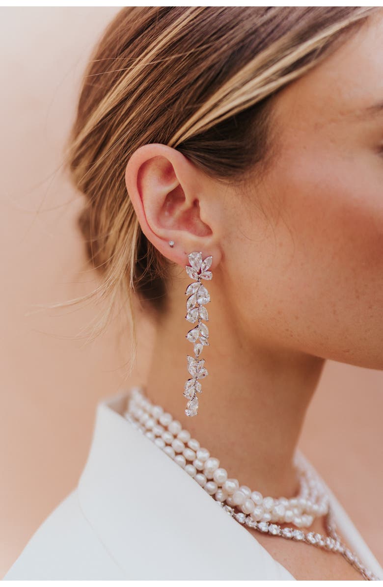 Untamed Petals Promise Crystal Drop Earrings, Alternate, color, Silver