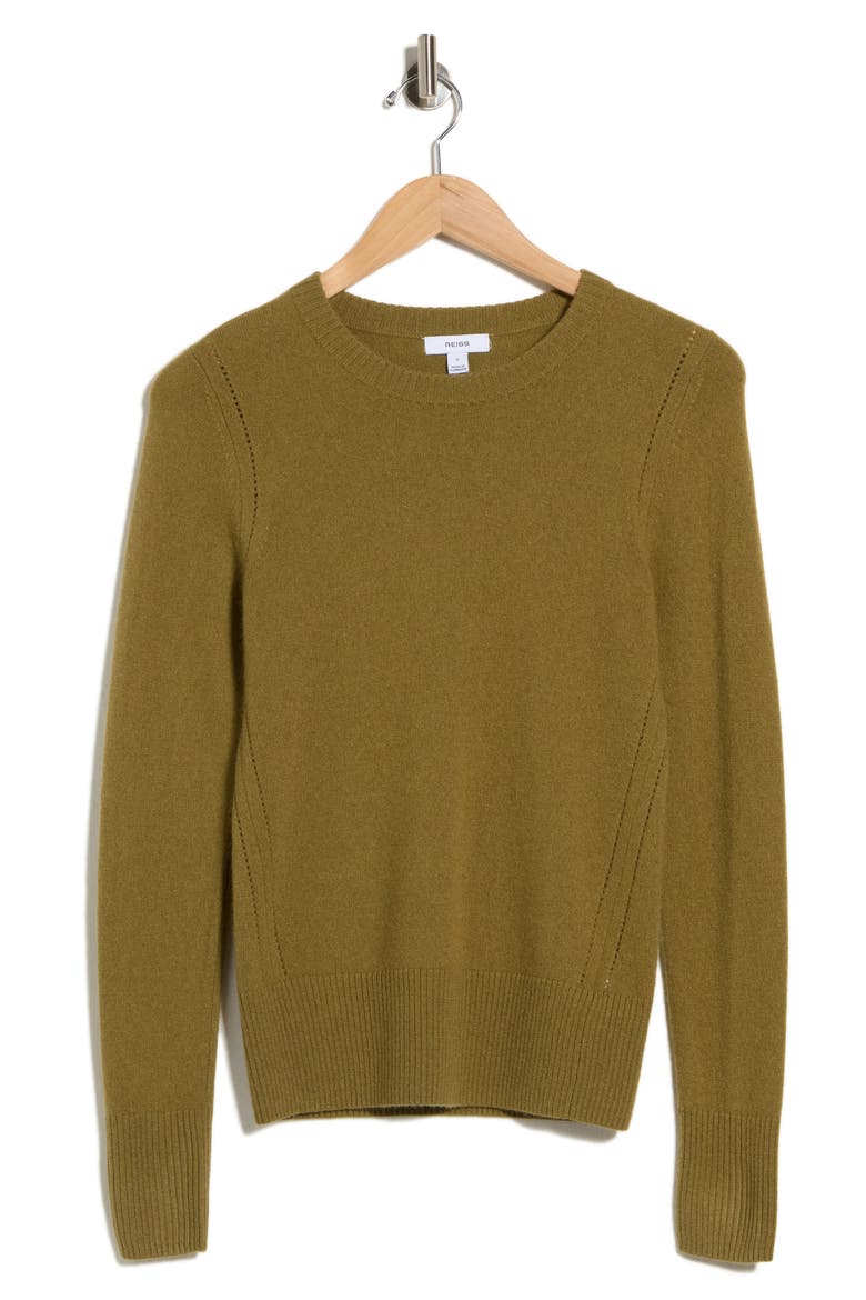 Anya Crewneck Wool Blend Sweater, Alternate, color, KHAKI GREEN