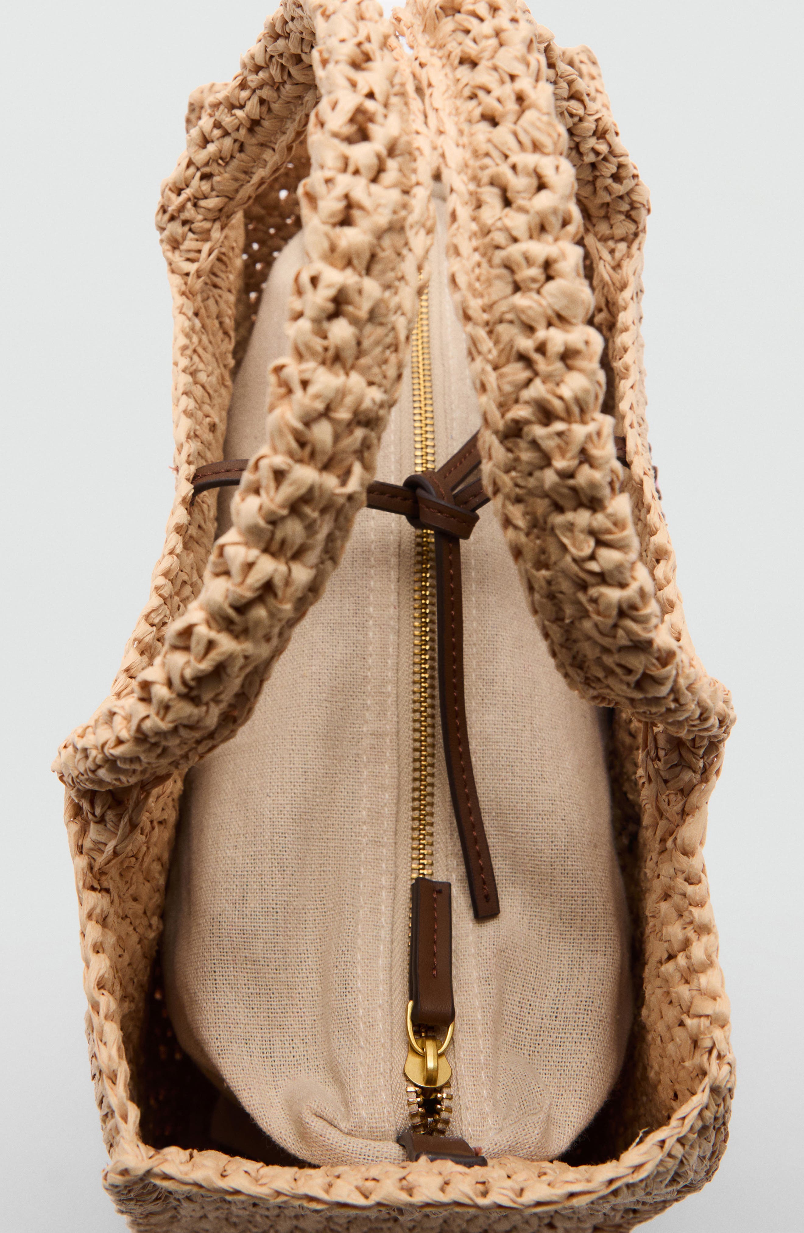 MANGO Flower Detail Raffia Tote, Alternate, color, 