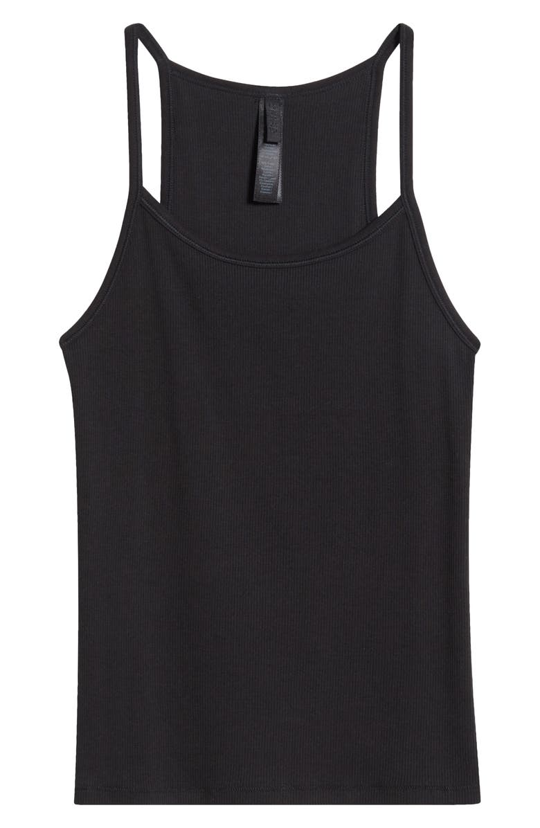 SKIMS Stretch Cotton Rib Scoop Tank, Alternate, color, Soot