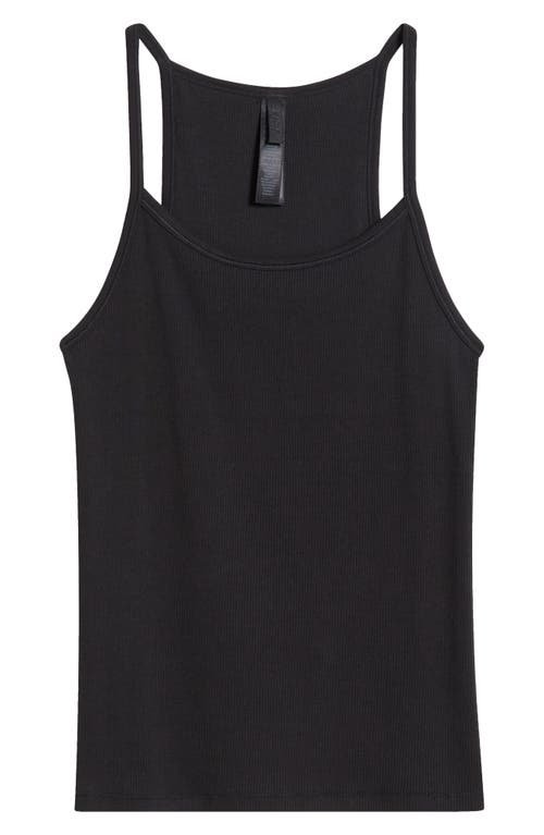 Skims Stretch Cotton Rib Scoop Tank In Soot