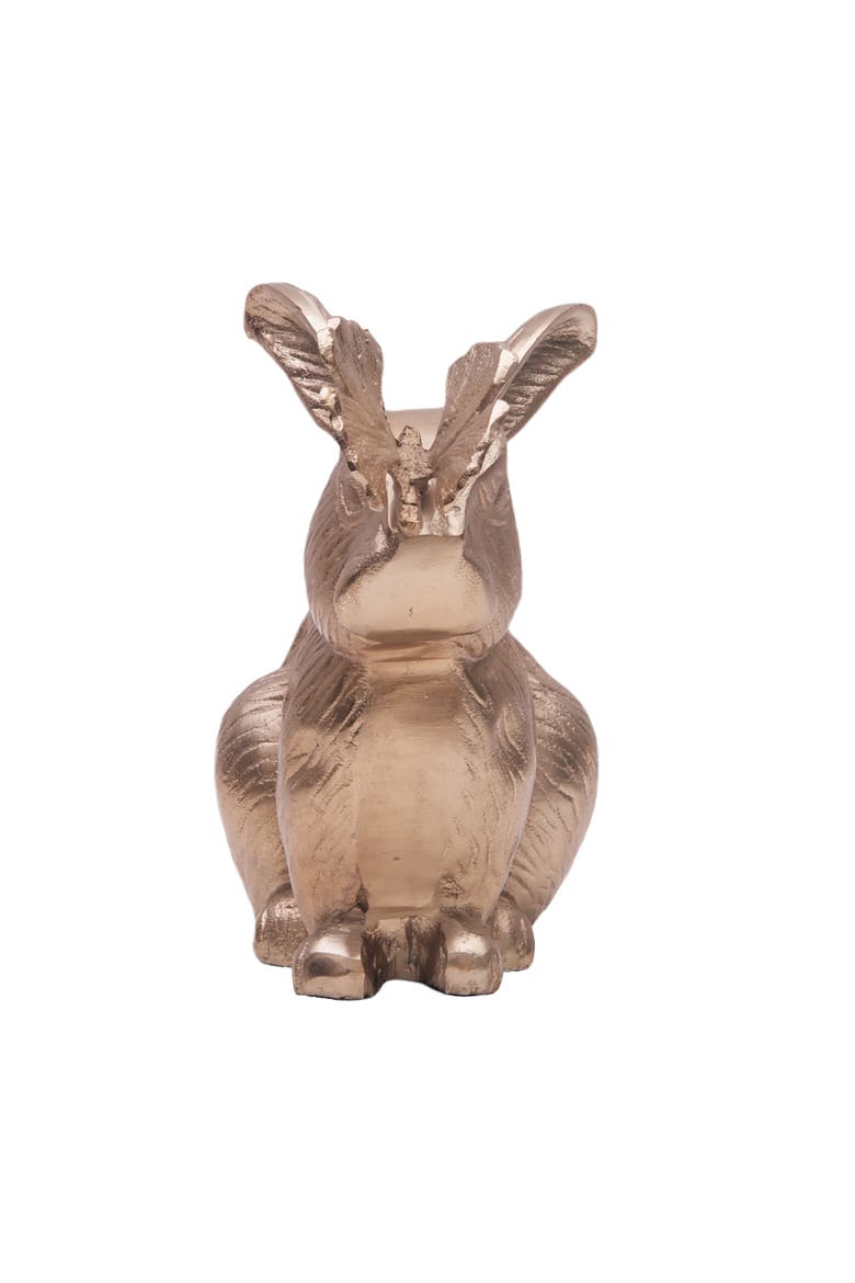 Metal Solid Easter Bunny Rabbit Decorative Figurine, Alternate, color, Gold
