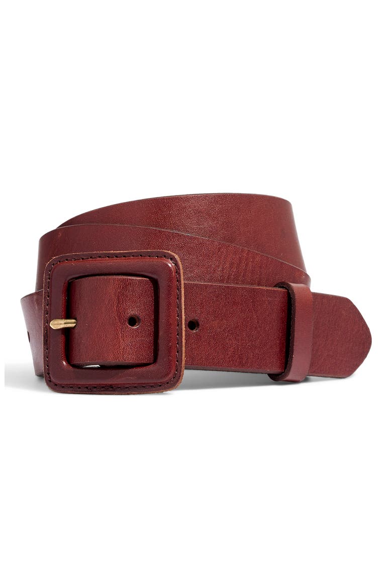 Leather Covered Buckle Belt, Main, color, RICH BROWN