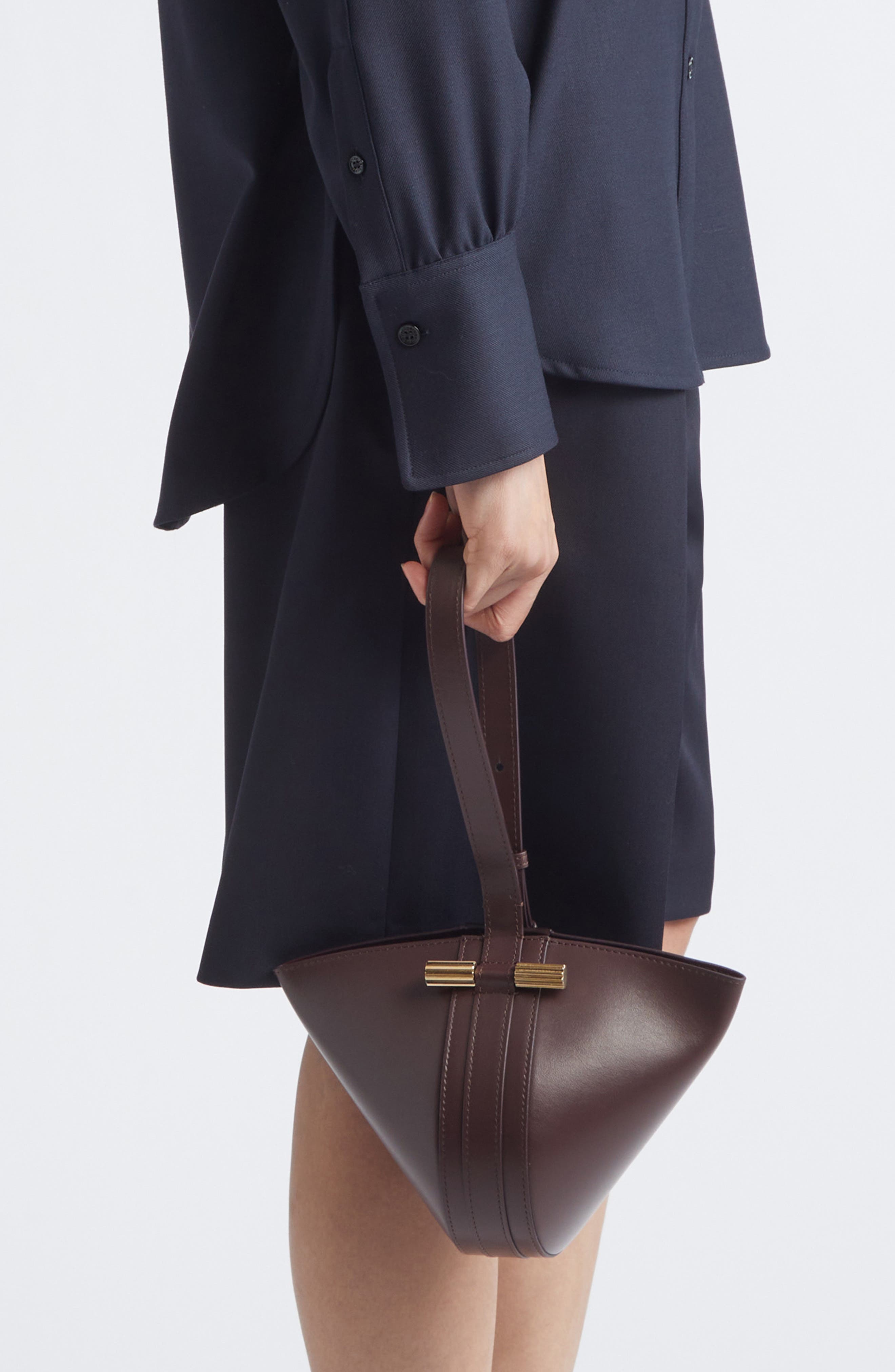 Victoria Beckham Mini Dia Leather Pouch Clutch, Alternate, color, Dark Burgundy