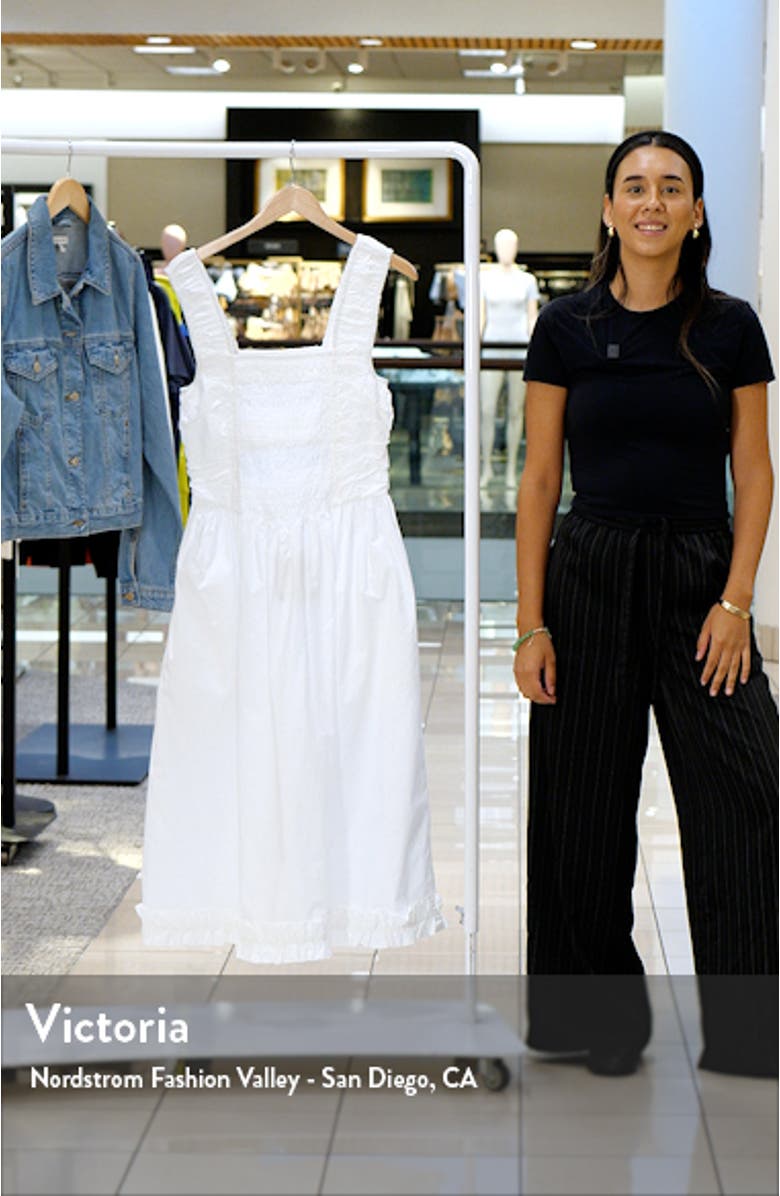 Smock Bodice Organic Cotton Poplin Midi Dress, sales video thumbnail