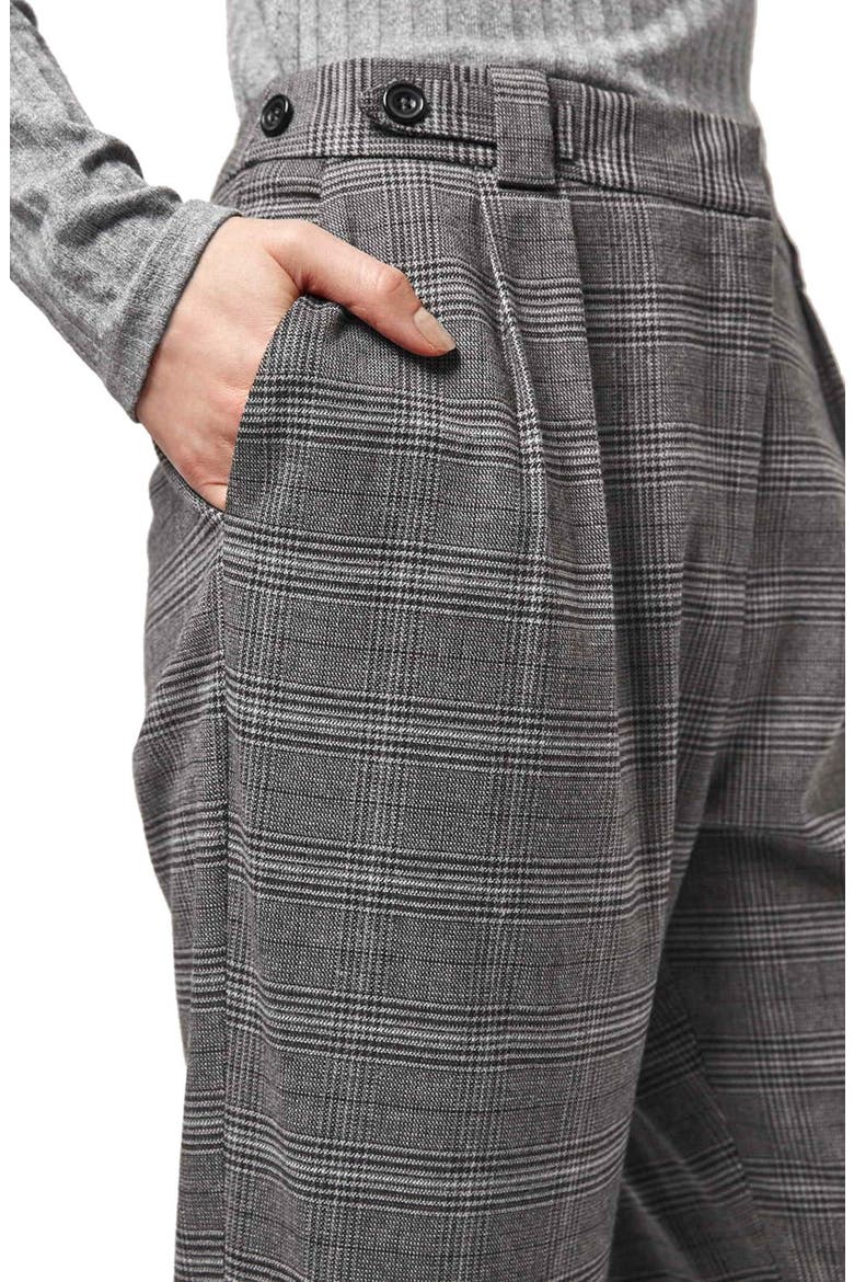 Check Crop Pants, Alternate, color, GREY