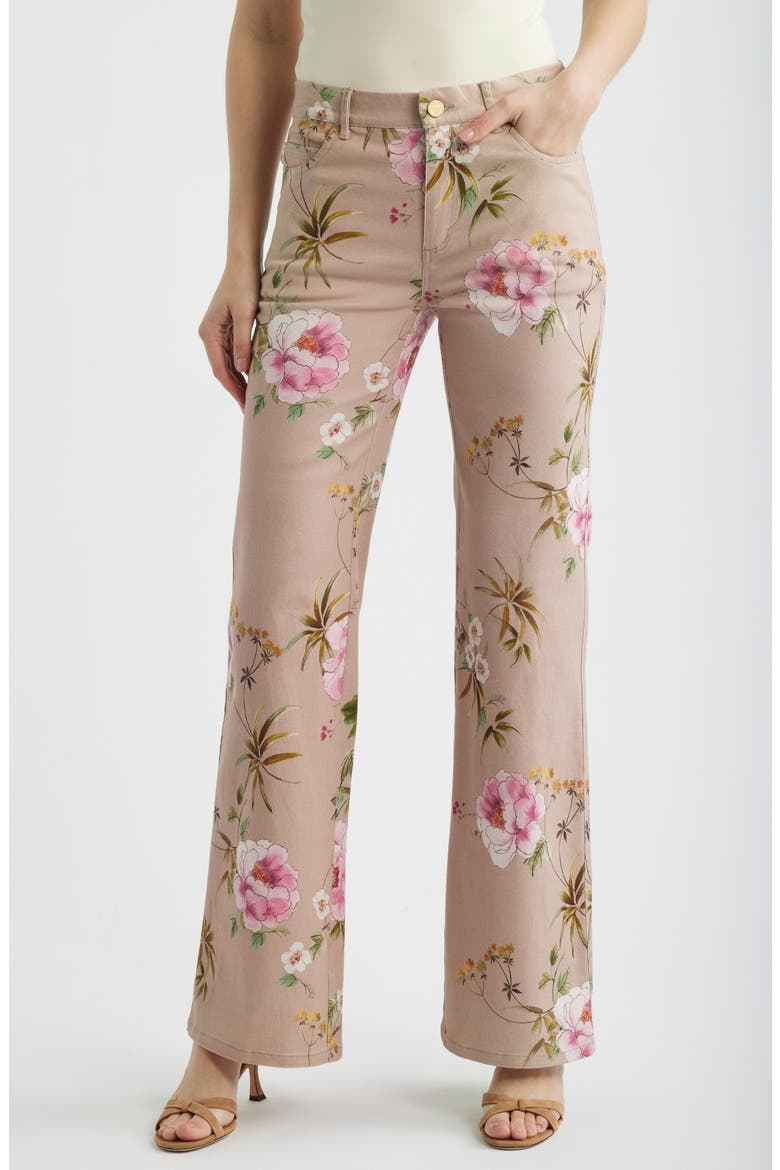 Leigh Floral Stretch Cotton Twill Pants, Main, color, NATURAL MULTI