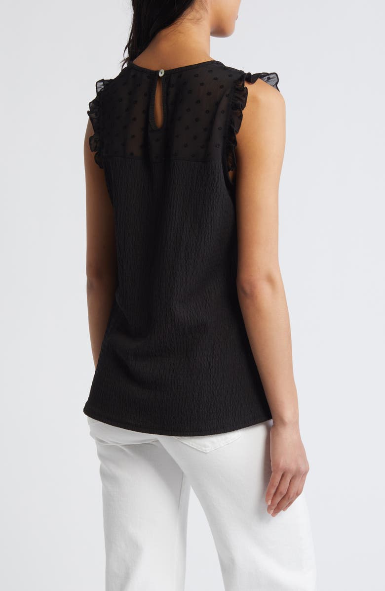 Loveappella Ruffle Clip Dot Smocked Shell, Alternate, color,