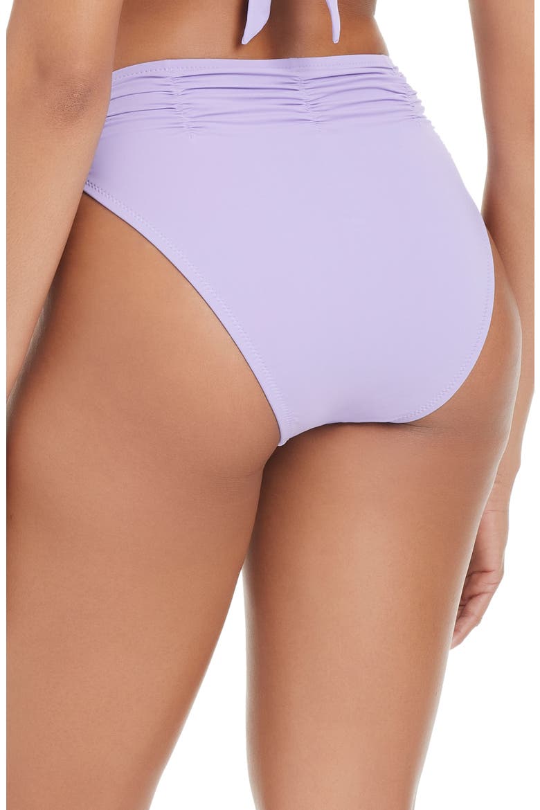Shirred High Waist Bikini Bottoms, Alternate, color, LAVENDER POWDER