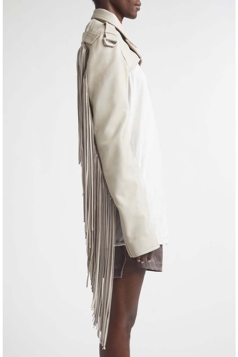 Fringe Leather Microbiker Jacket, Alternate, color, PEARL