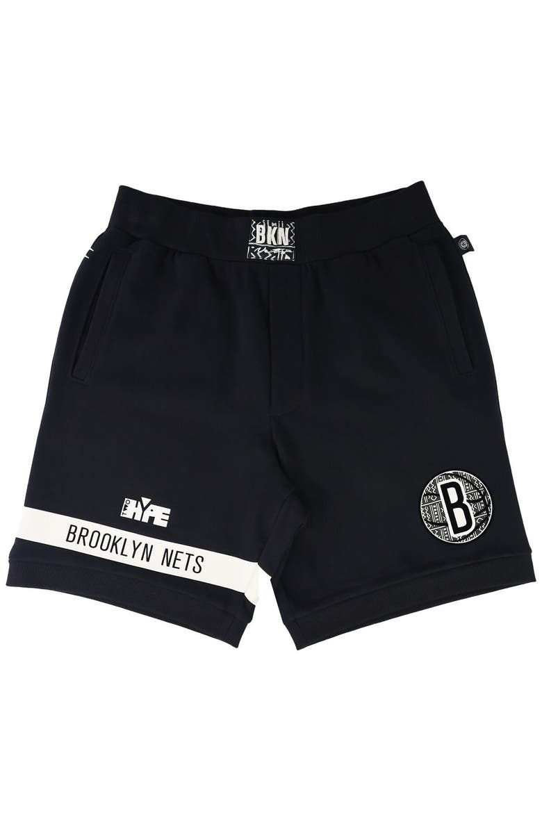 Two Hype Unisex NBA x Two Hype Black Brooklyn Nets Culture & Hoops Premium Classic Fleece Shorts, Alternate, color, Black