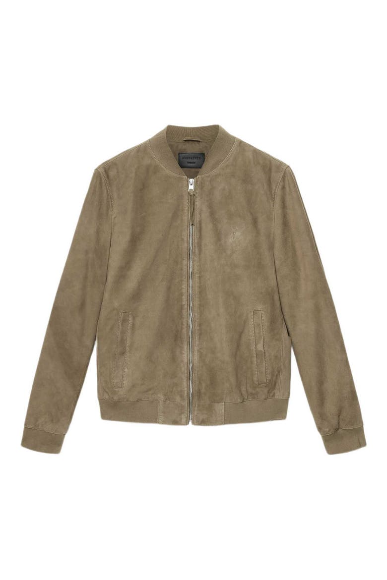 Morten Suede Bomber Jacket, Alternate, color, OLIVE GREEN