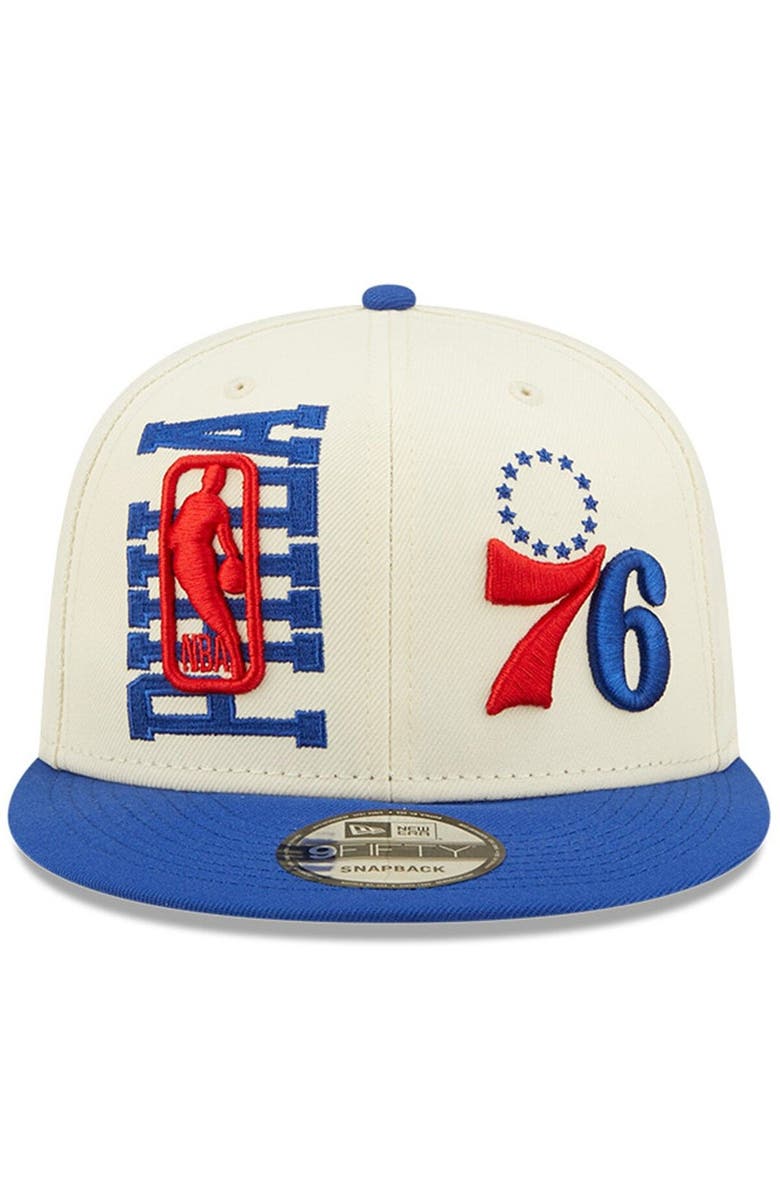 New Era Men's New Era Cream/Royal Philadelphia 76ers 2022 NBA Draft 9FIFTY Snapback Adjustable Hat, Alternate, color,