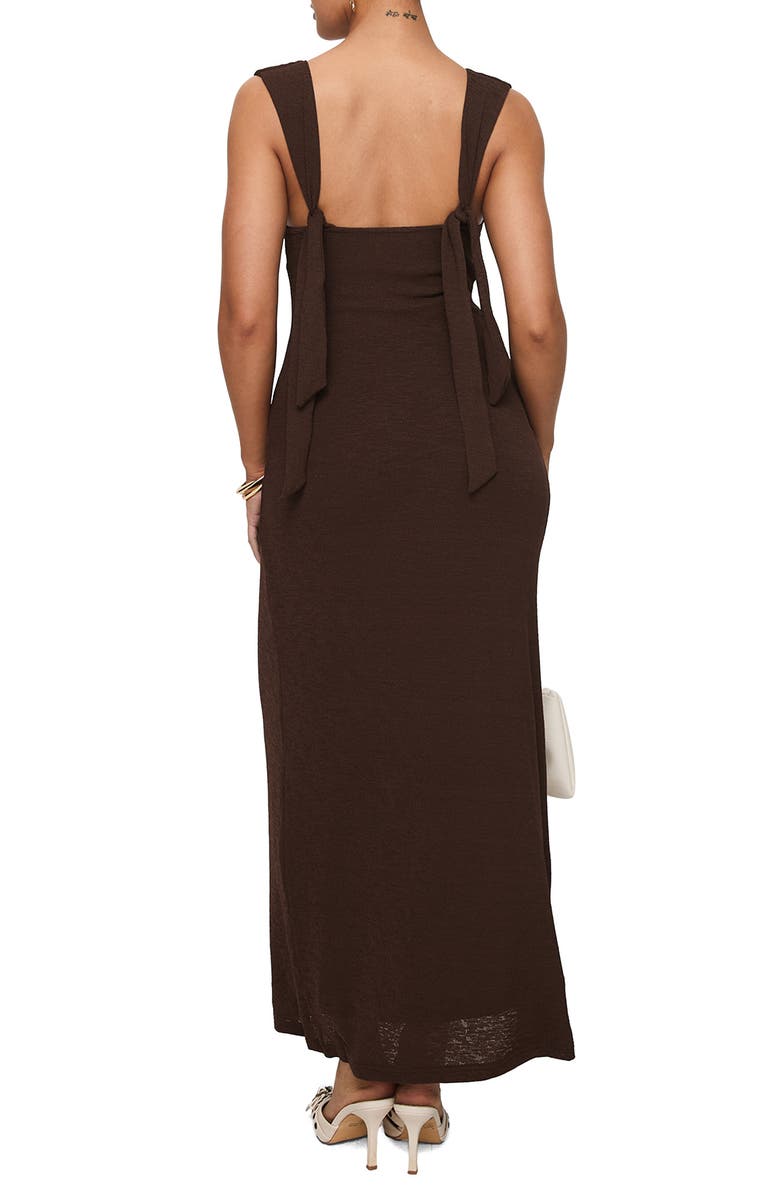 Princess Polly Steward Plunge Neck Maxi Dress, Alternate, color, Brown