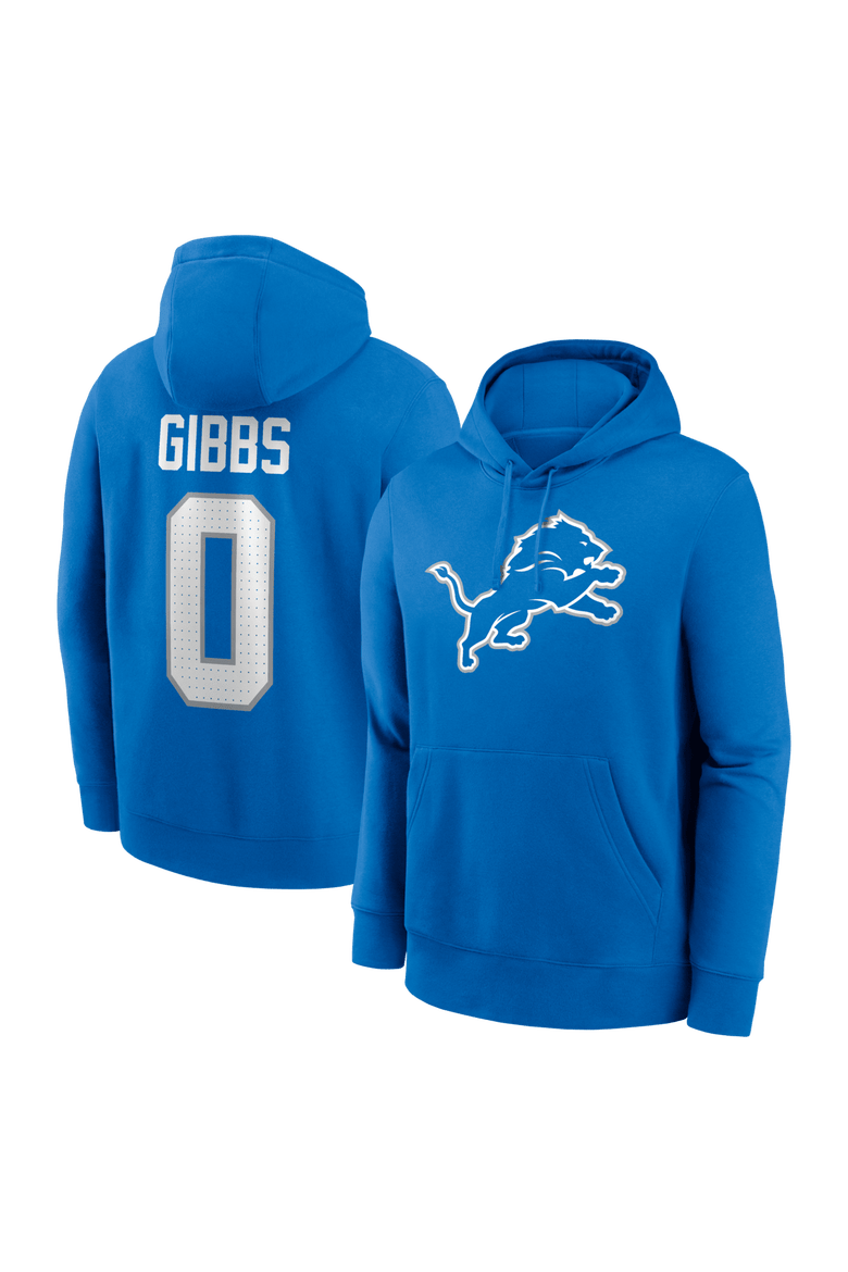 Men's Nike Jahmyr Gibbs Blue Detroit Lions Name & Number Hoodie, Main, color, Blue