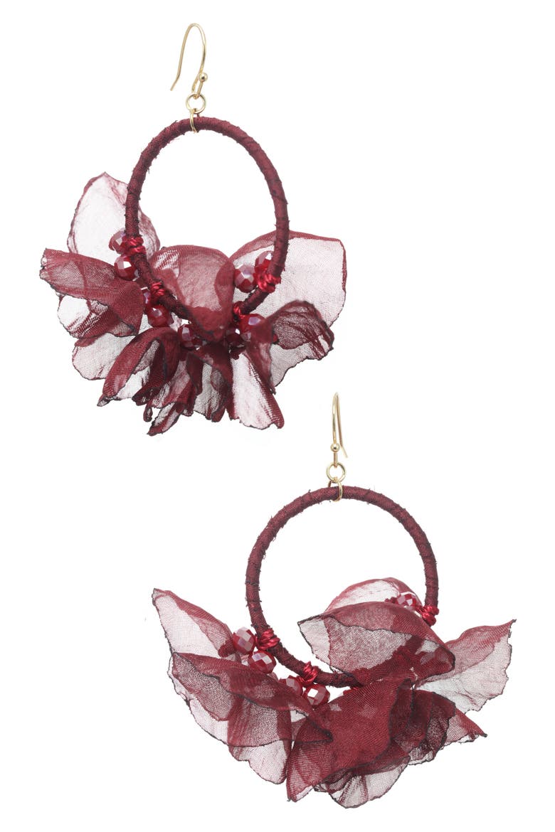 Melody Chiffon Hoop Earrings, Main, color, GOLD-WINE