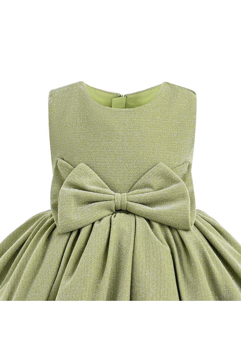 Isalyn Glitter Bow Dress, Alternate, color, Olive Green