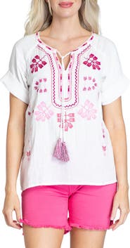 APNY Embroidered Peasant Top