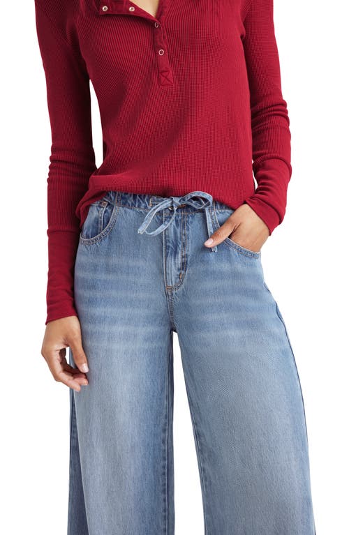 Splendid Elastic Waist Wide Leg Denim Pants In Indigo