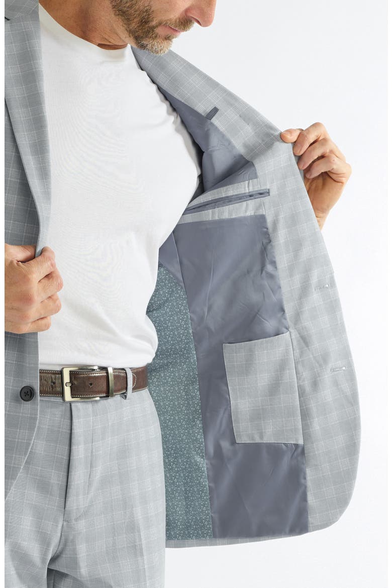 Hoxton Light Blue Grey Plaid Stretch Suit, Alternate, color, BLUE