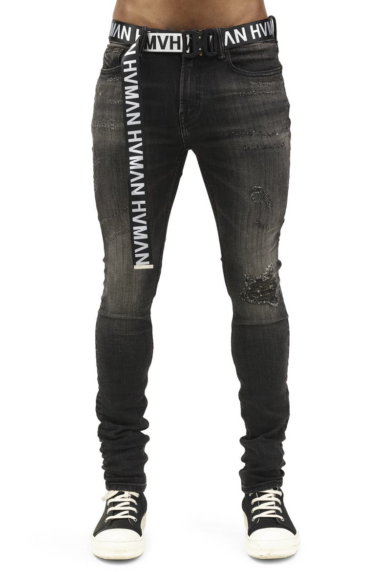 Strat Belted Super Skinny Jeans, Main, color, SHALE