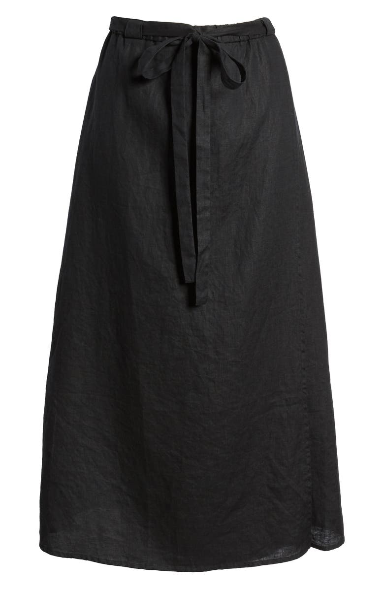 Eileen Fisher Faux Wrap Organic Linen Skirt, Alternate, color,