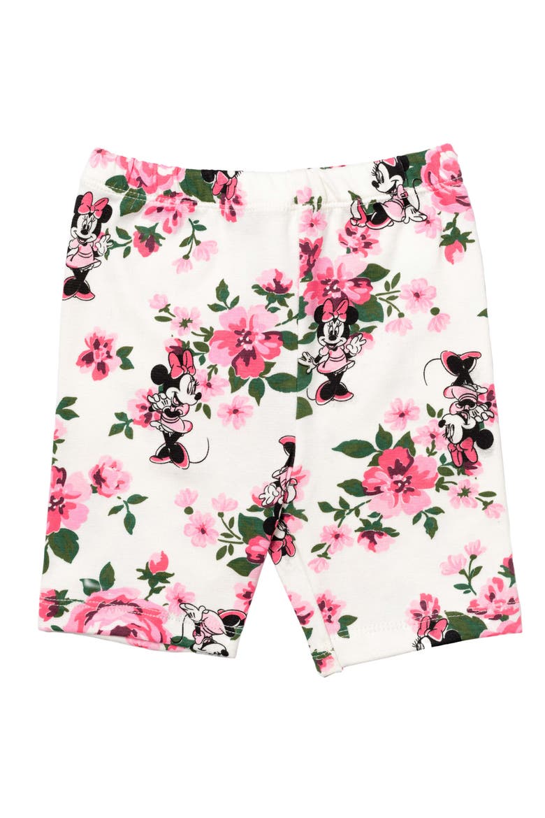 Minnie Mouse T-Shirt and Bike Shorts Set with Scrunchie, Alternate, color, Minnie Pink Floral