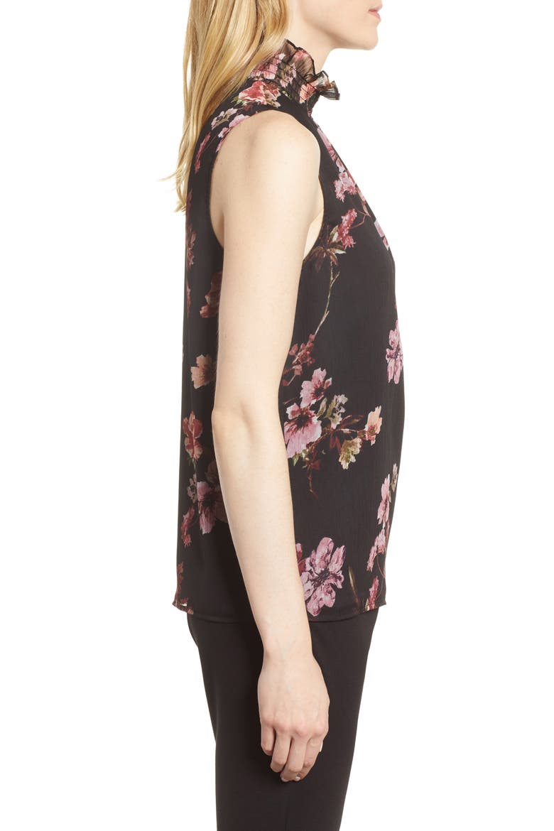 Garden Fleur Ruffle Neck Blouse, Alternate, color, RICH BLACK