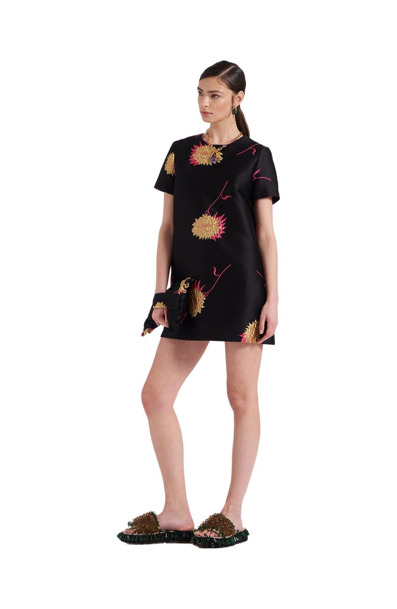La DoubleJ Mini Swing Dress Derby Jacquard Black, Main, color, Derby Jacquard Black
