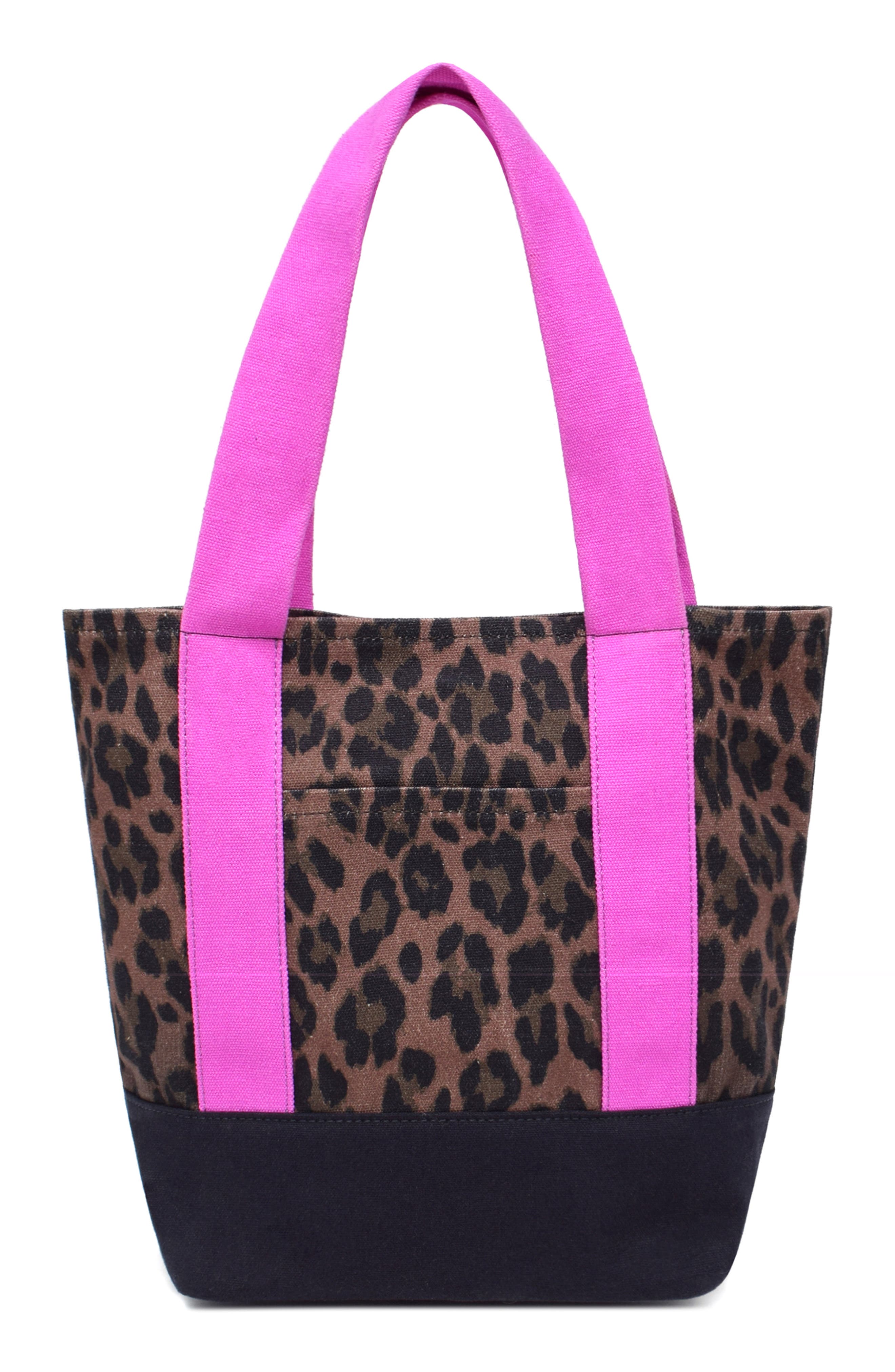 Kylee Medium Colorblock Tote, Alternate, color, JAVA LEOPARD/ FUCHSIA