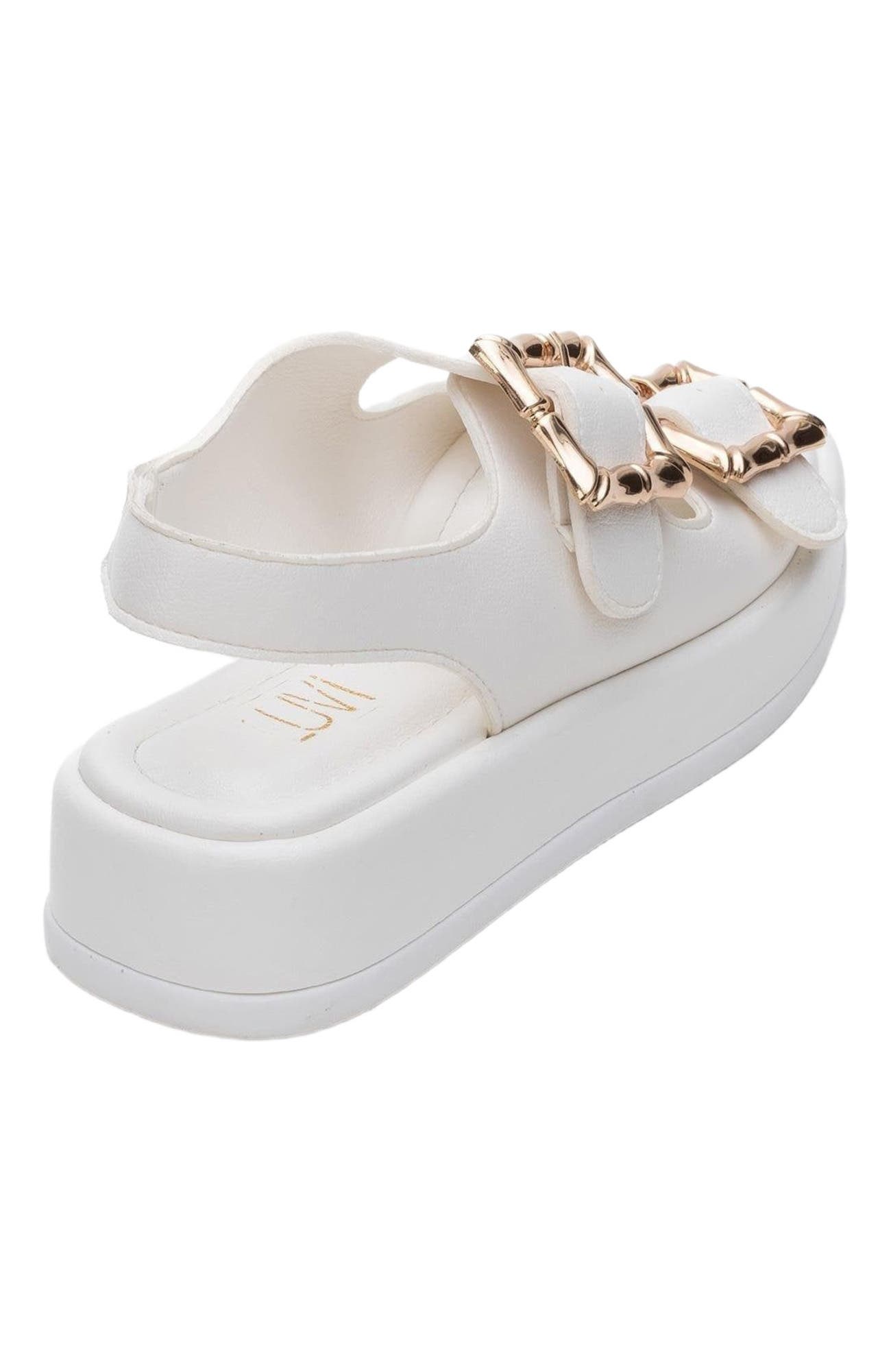 Prologue Shoes Slope Double Strap Sandal, Alternate, color, White Faux Leather