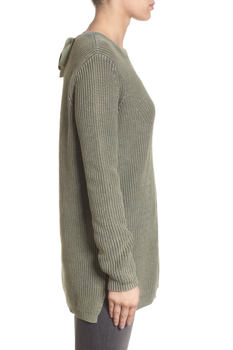 Tie Back Tunic Sweater, Alternate, color, OLIVE GROVE