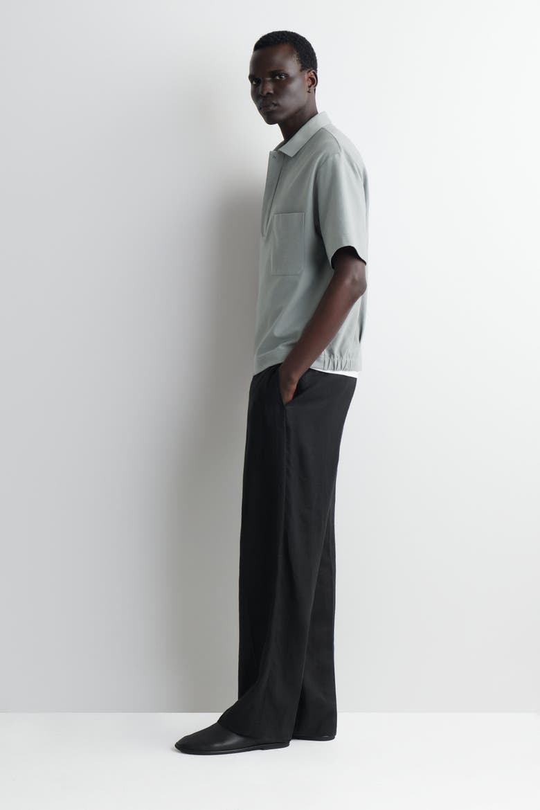Cotton-piqué Popover Shirt, Alternate, color, GRAY