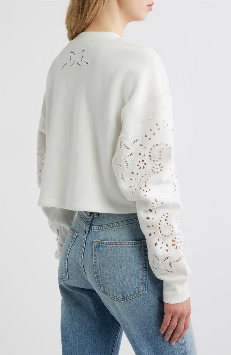 LoveShackFancy Lalo Eyelet Sweatshirt, Alternate, color, True White