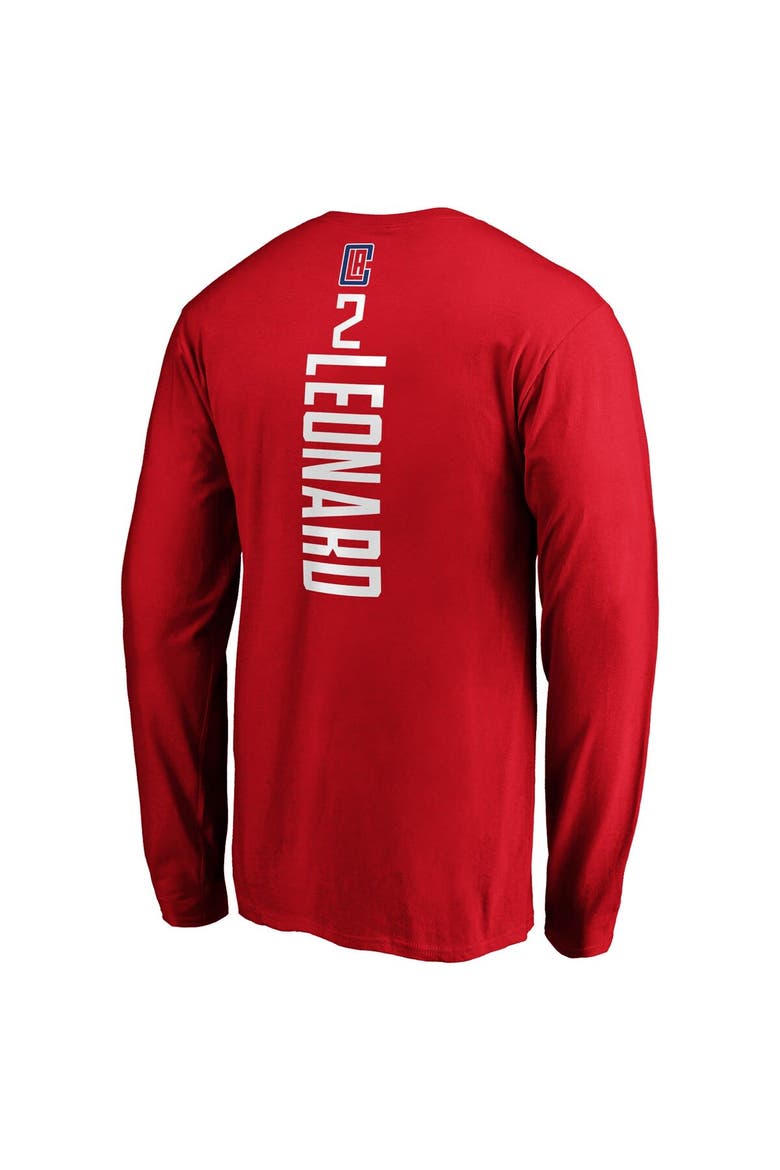 Men's Fanatics Branded Kawhi Leonard Red LA Clippers Team Playmaker Name & Number Long Sleeve T-Shirt, Alternate, color, Red