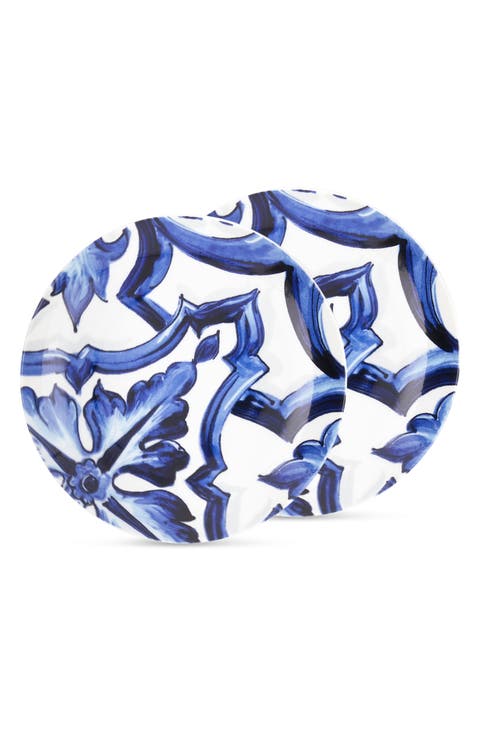Blu Mediterraneo Stella Porcelain Set of 2 Dessert Plates