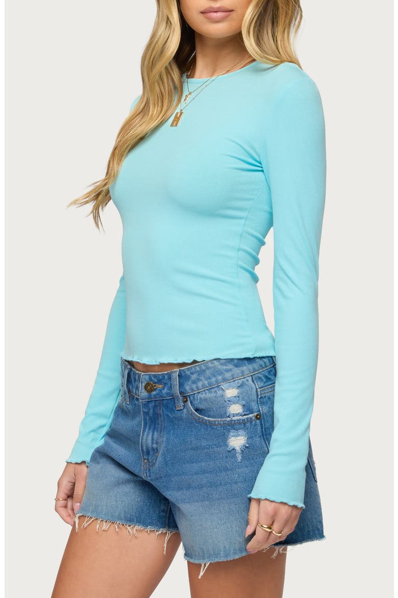 Galah Long Sleeve Rib Top, Alternate, color, TURQUOISE