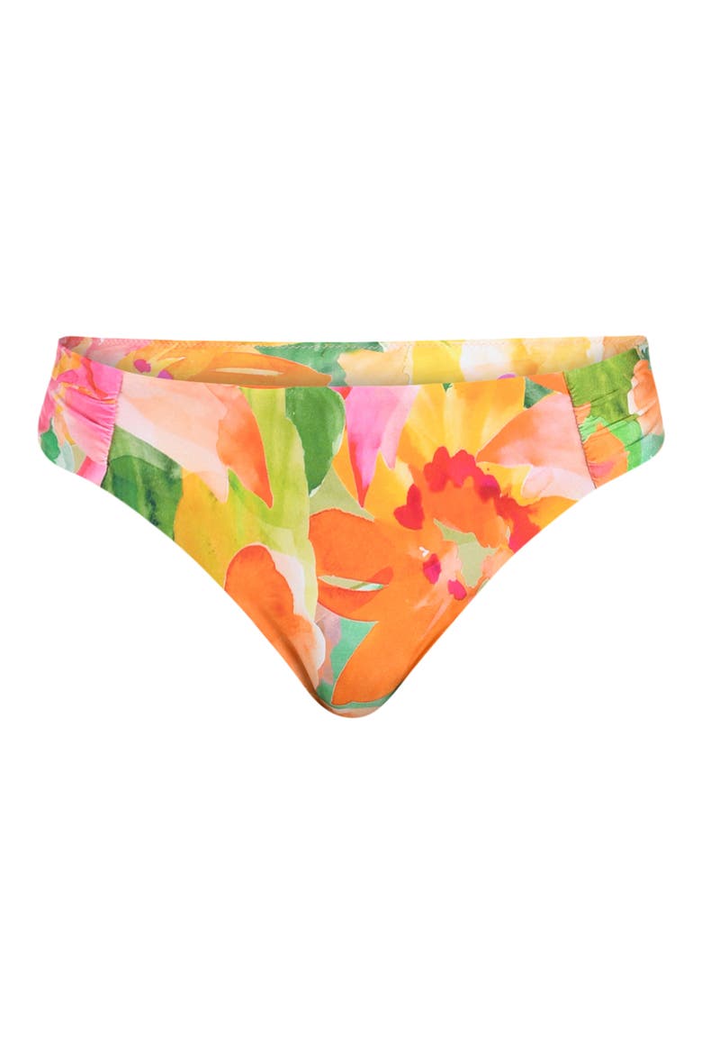 Utopia Shirred Side Bikini Bottoms, Alternate, color, YELLOW MULTI