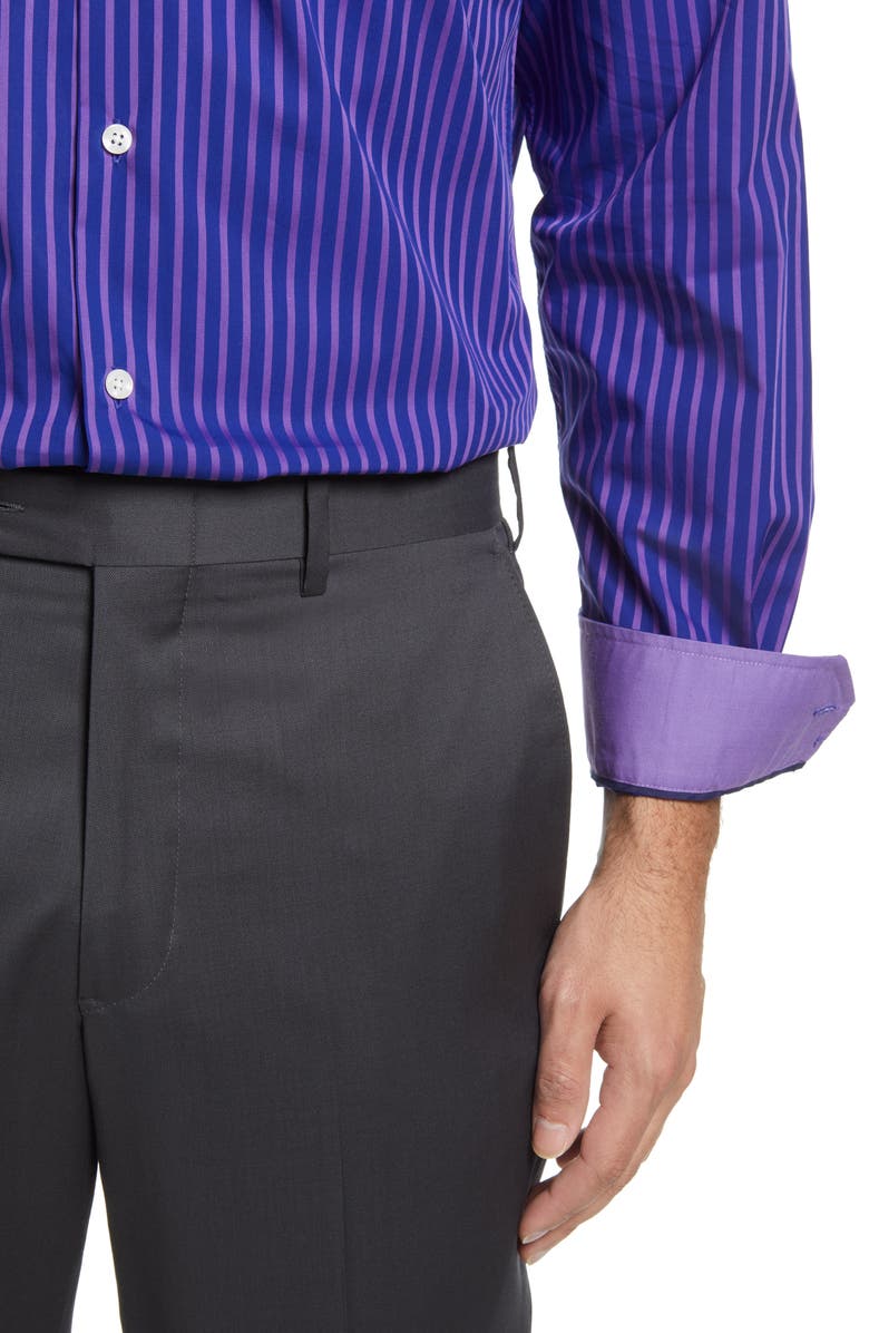 Duchamp Tailored Fit Stripe Dress Shirt, Alternate, color, 