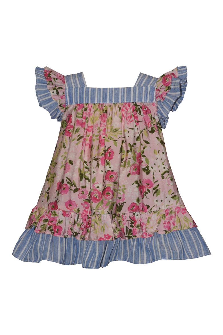 Kids' Mixed Print Flutter Sleeve Dress, Main, color, PINK
