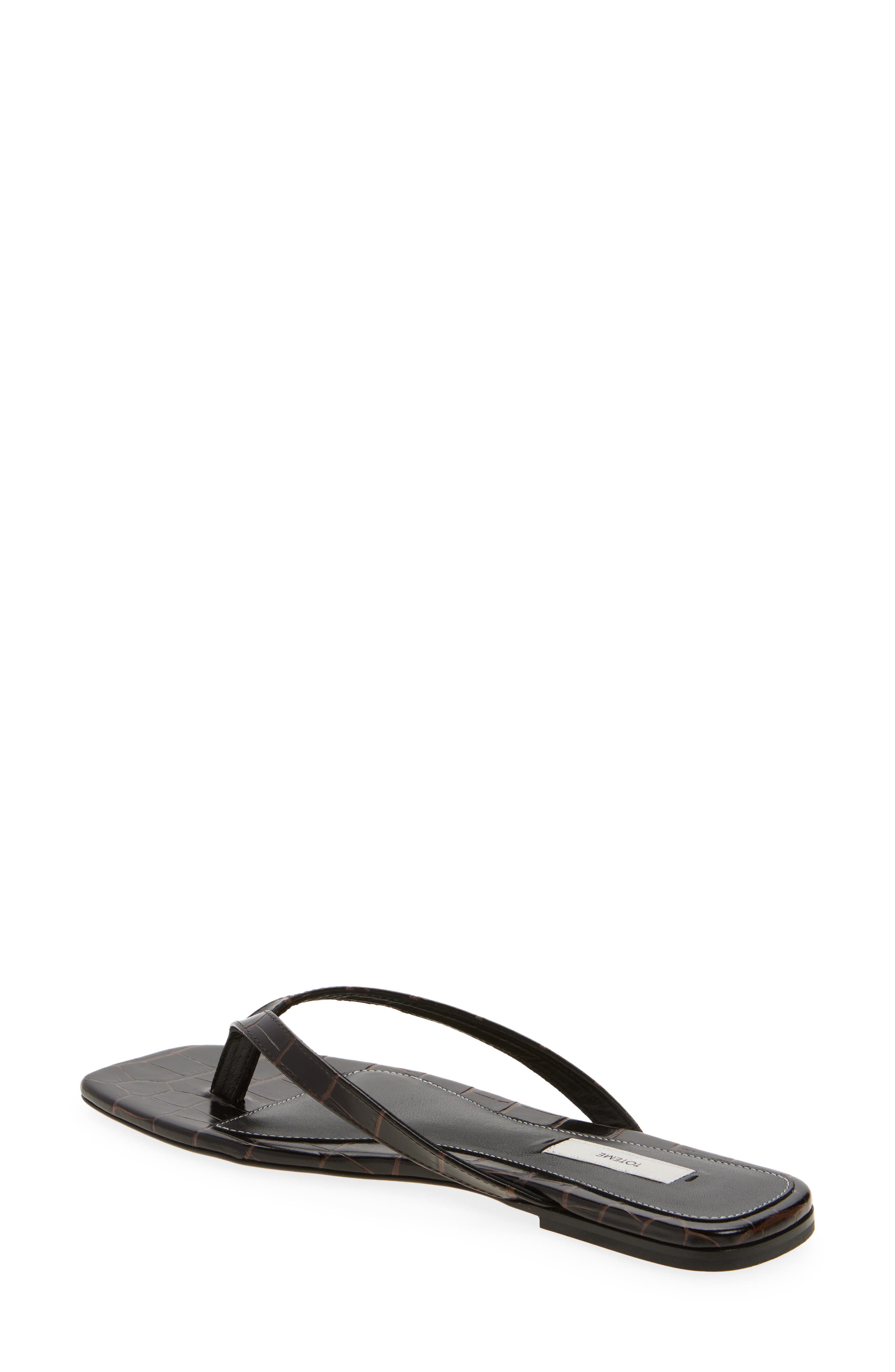 TOTEME Croc Embossed Flip Flop, Alternate, color, Dark Brown