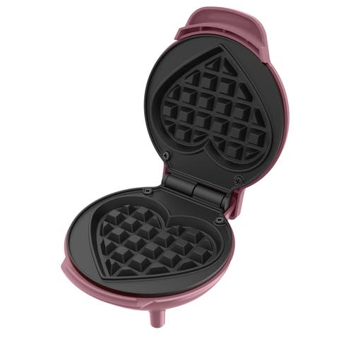 Non-Stick Heart Shaped 4" Mini Waffle Maker in Pink
