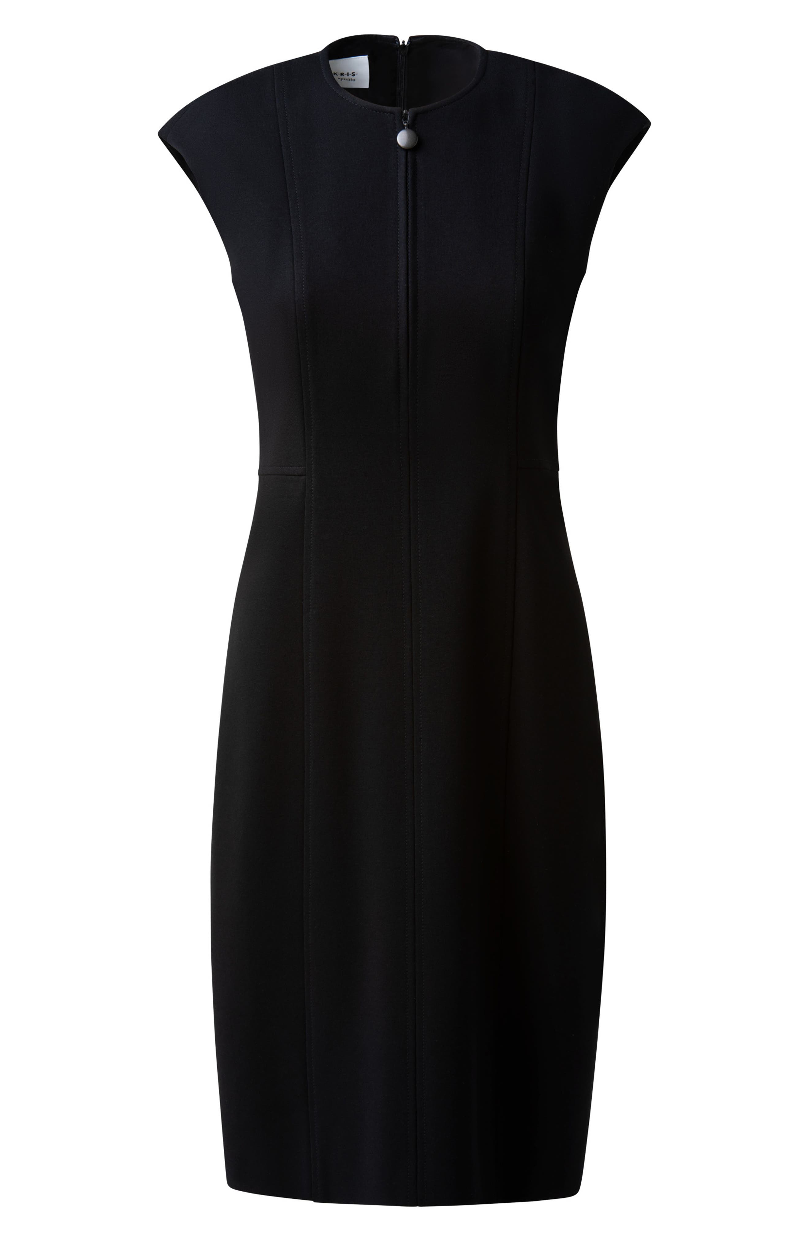 crew neck cap sleeve back zipper midi sheath dress Express Crew Neck Cap Sleeve Back Zipper Midi Sheath Dress