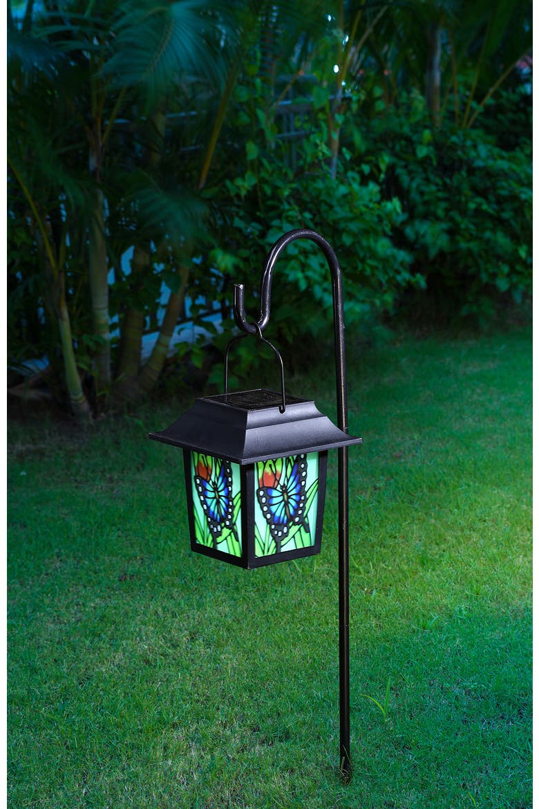 Solar Powered Butterfly Garden Lamp or Pathway Light with Ground Stake, Alternate, color, Black